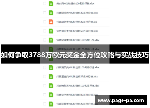 如何争取3788万欧元奖金全方位攻略与实战技巧