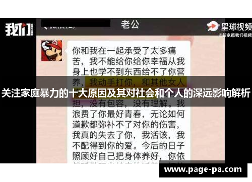 关注家庭暴力的十大原因及其对社会和个人的深远影响解析